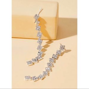 Rhinestone fringe drop earrings